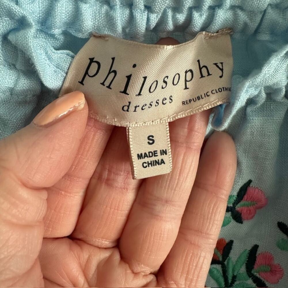 100% Linen Philosophy Republic Clothing Embroidered Dress Size: Small - Picture 9 of 11